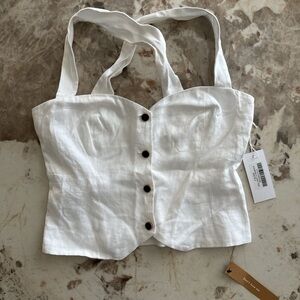 NWT Reformation White Linen Bustier Crop Top